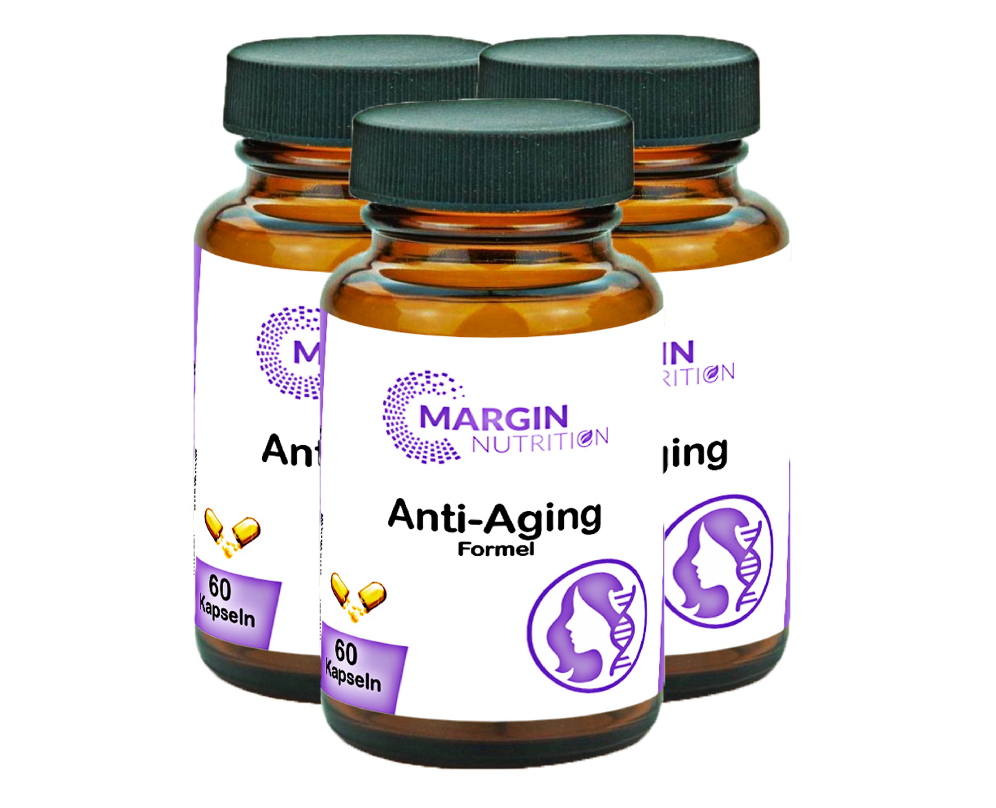 Anti-Aging Formel / Mit Coenzym Q10, Vitamin A, Vitamin E, Vitamin C, Vitamin B7 (Biotin) und Traubenkernextrakt (OPC) (30, 60, 2x60, 3x60 Vegane Kapseln)