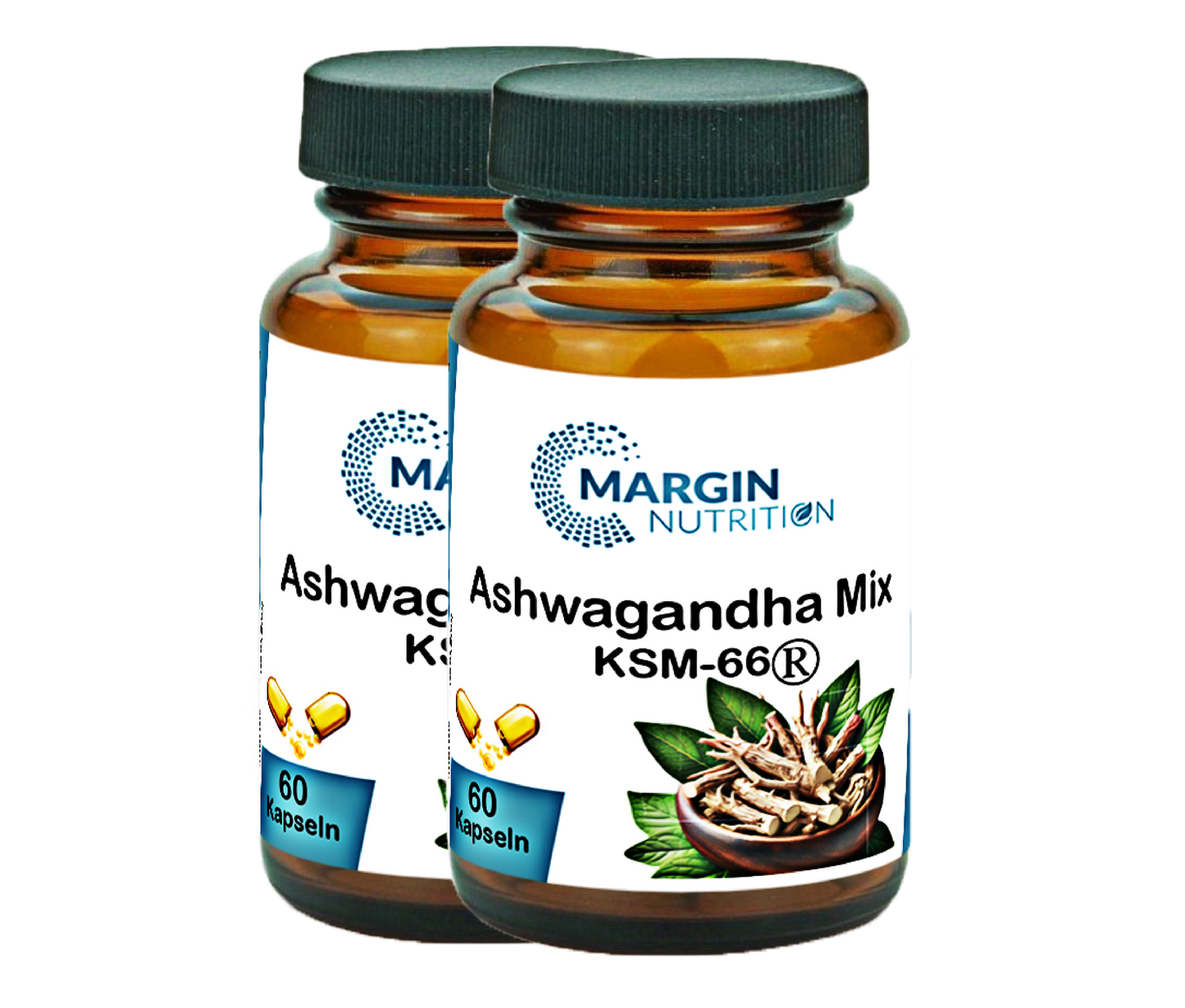 Ashwagandha Mix KSM-66® / Mit Ashwagandha KSM-66®, Magnesium, Zink und Vitamin B6 (30, 60, 2x60, 3x60 Vegane Kapseln)