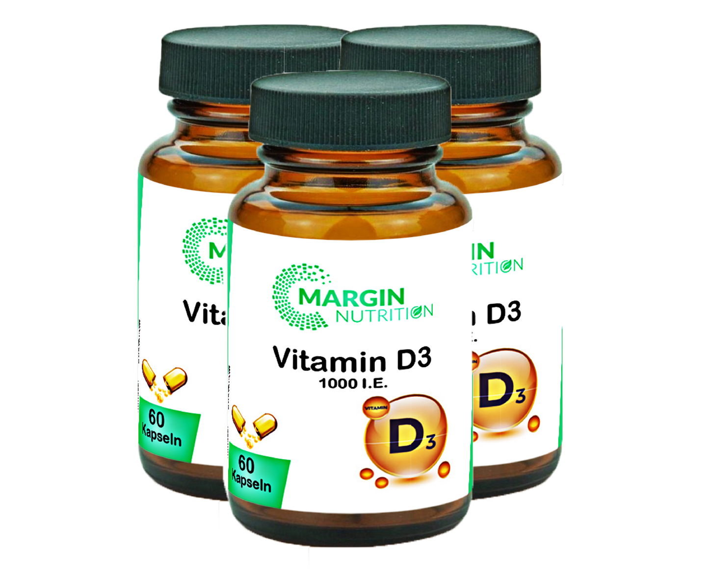Vitamin D3 / 1000 I.E. pro Tagesdosis (30, 60, 2x60, 3x60 Vegane Kapseln)