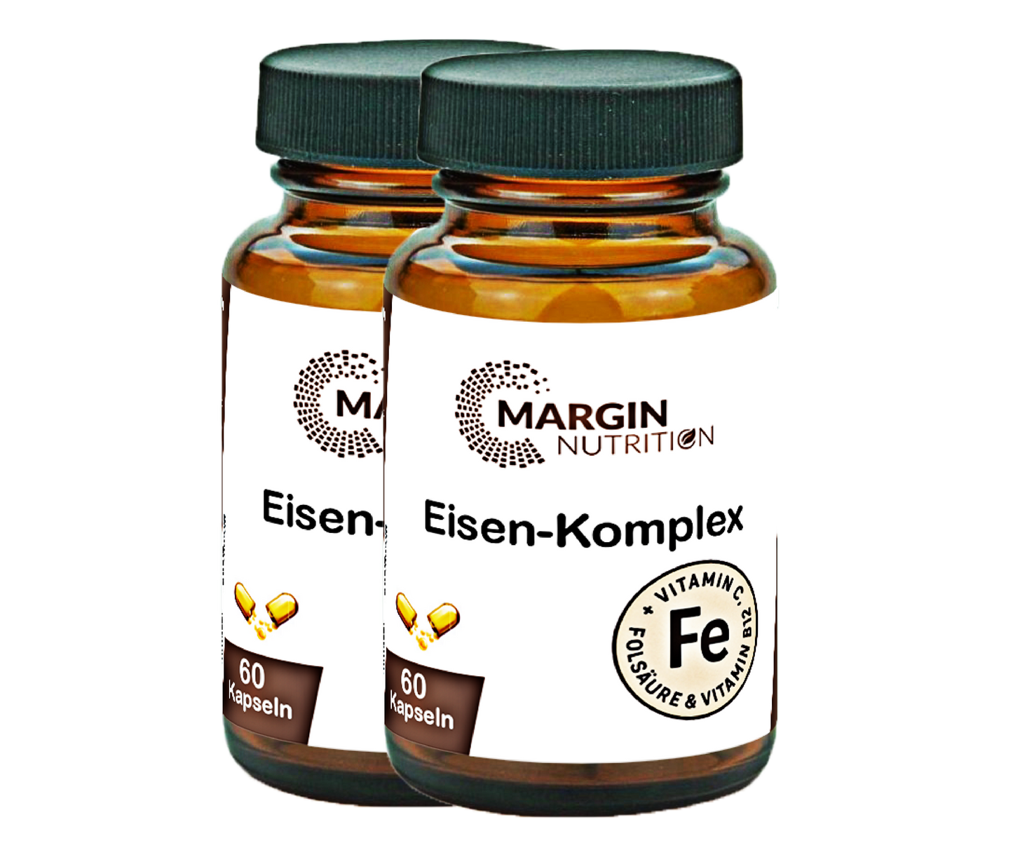 Eisen-Komplex / Mit Eisen, Vitamin C, Vitamin B9 (Folsäure), Vitamin B12 (30, 60, 2x60, 3x60 Vegane Kapseln)