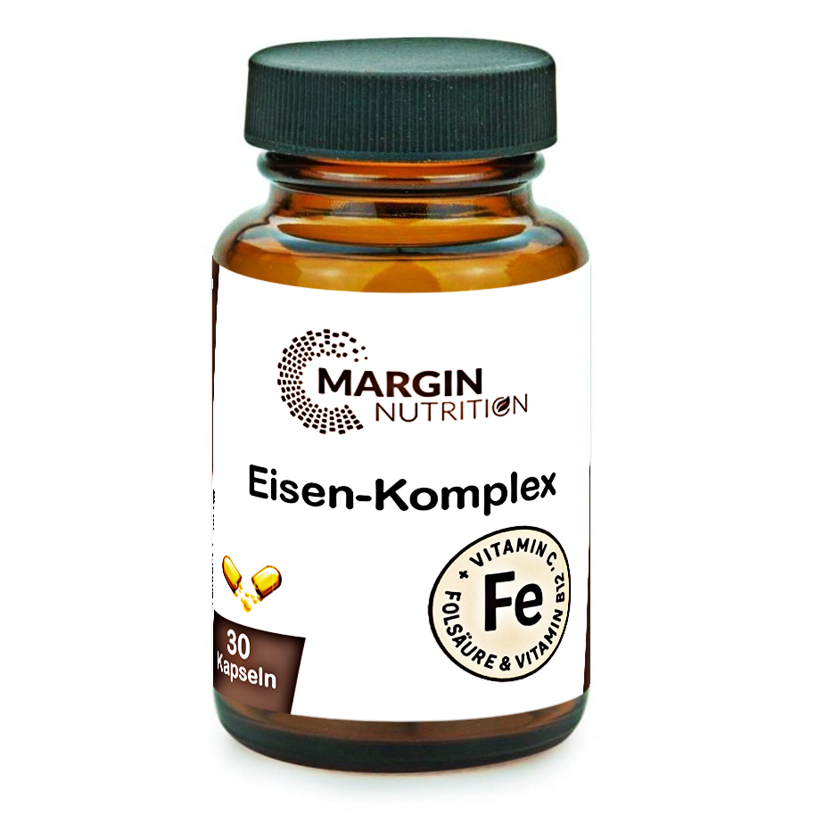 Eisen-Komplex / Mit Eisen, Vitamin C, Vitamin B9 (Folsäure), Vitamin B12 (30, 60, 2x60, 3x60 Vegane Kapseln)