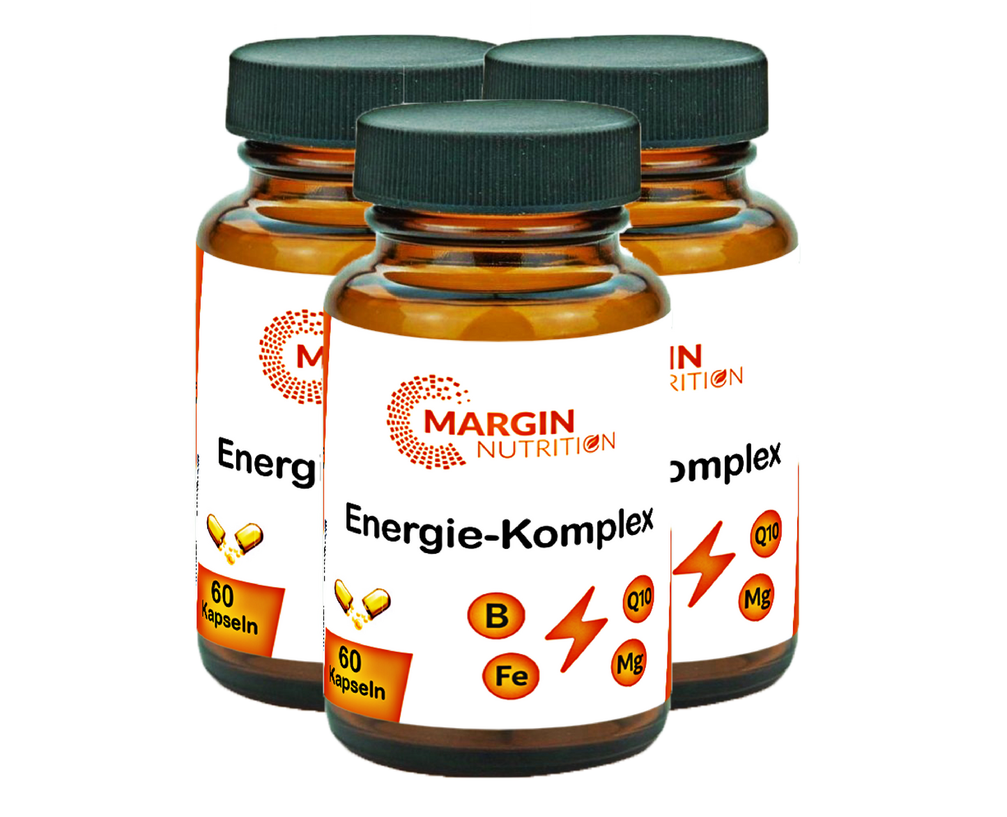 Energie-Komplex – Mit allen 8 B-Vitaminen, Magnesium, Eisen und Coenzym Q10 | 30, 60, 2×60, 3×60 vegane Kapseln