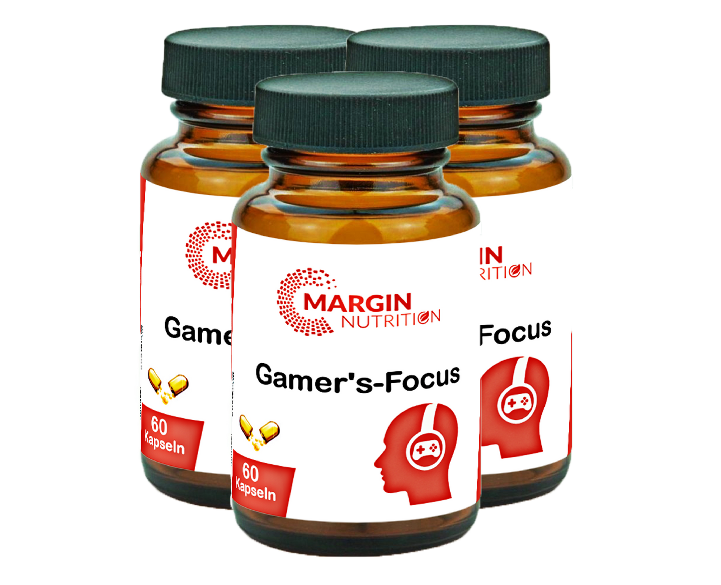 Gamer's-Focus / Mit Koffein, Magnesium, Coenzym Q10, Vitamin B3 (Niacin), Zink und Vitamin B12 (30, 60, 2x60, 3x60 Vegane Kapseln)