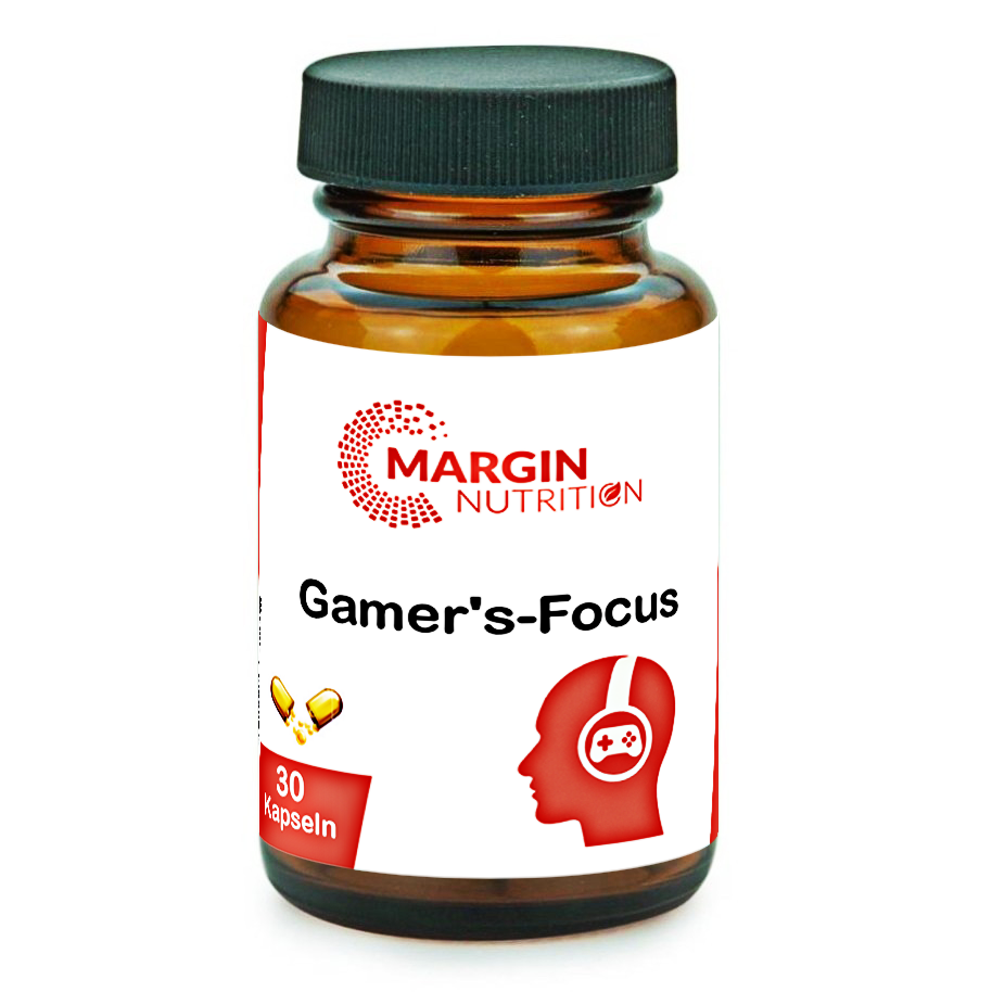 Gamer's-Focus / Mit Koffein, Magnesium, Coenzym Q10, Vitamin B3 (Niacin), Zink und Vitamin B12 (30, 60, 2x60, 3x60 Vegane Kapseln)