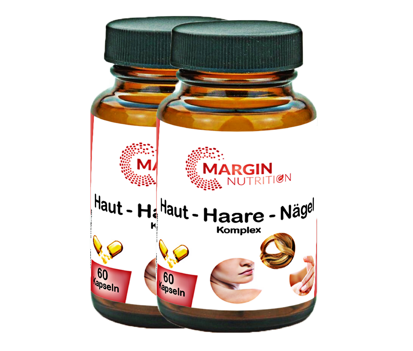 Haut-Haare-Nägel Komplex / Mit Vitamin C, Vitamin B5 (Pantothensäure), Vitamin B7 (Biotin), Vitamin B9 (Folsäure), Zink, Eisen und Traubenkernextrakt (OPC) (30, 60, 2x60, 3x60 Vegane Kapseln)