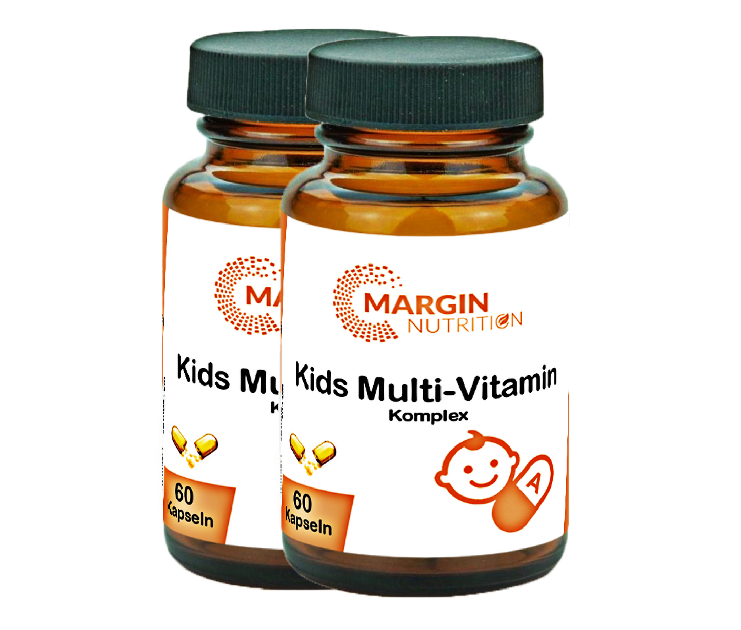 Kids Multivitamin Komplex / Mit Vitamin A, Vitamin D3, Vitamin E, Vitamin C und B-Vitaminen (30, 60, 2x60, 3x60 Vegane Kapseln)