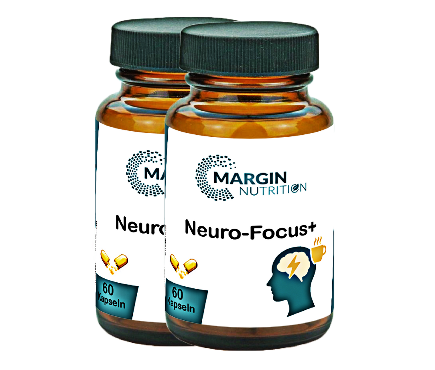 Neuro-Focus+ / Mit Koffein, Vitamin B12, Coenzym Q10 und Zink (30, 60, 2x60, 3x60 Vegane Kapseln)