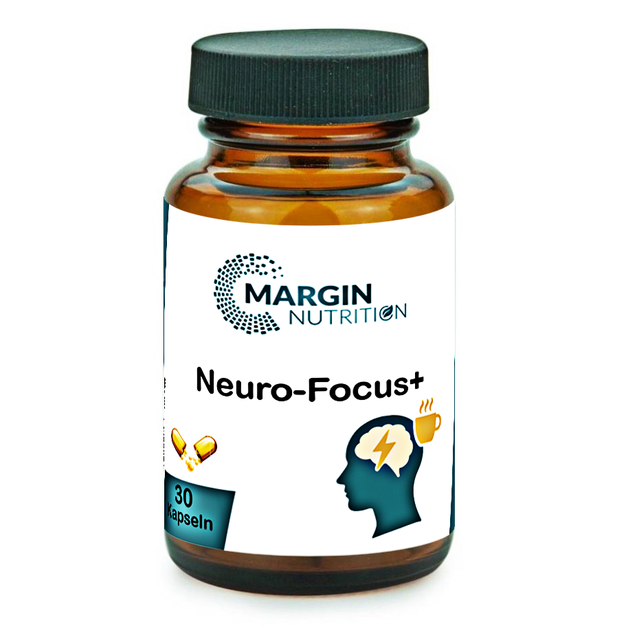 Neuro-Focus+ / Mit Koffein, Vitamin B12, Coenzym Q10 und Zink (30, 60, 2x60, 3x60 Vegane Kapseln)