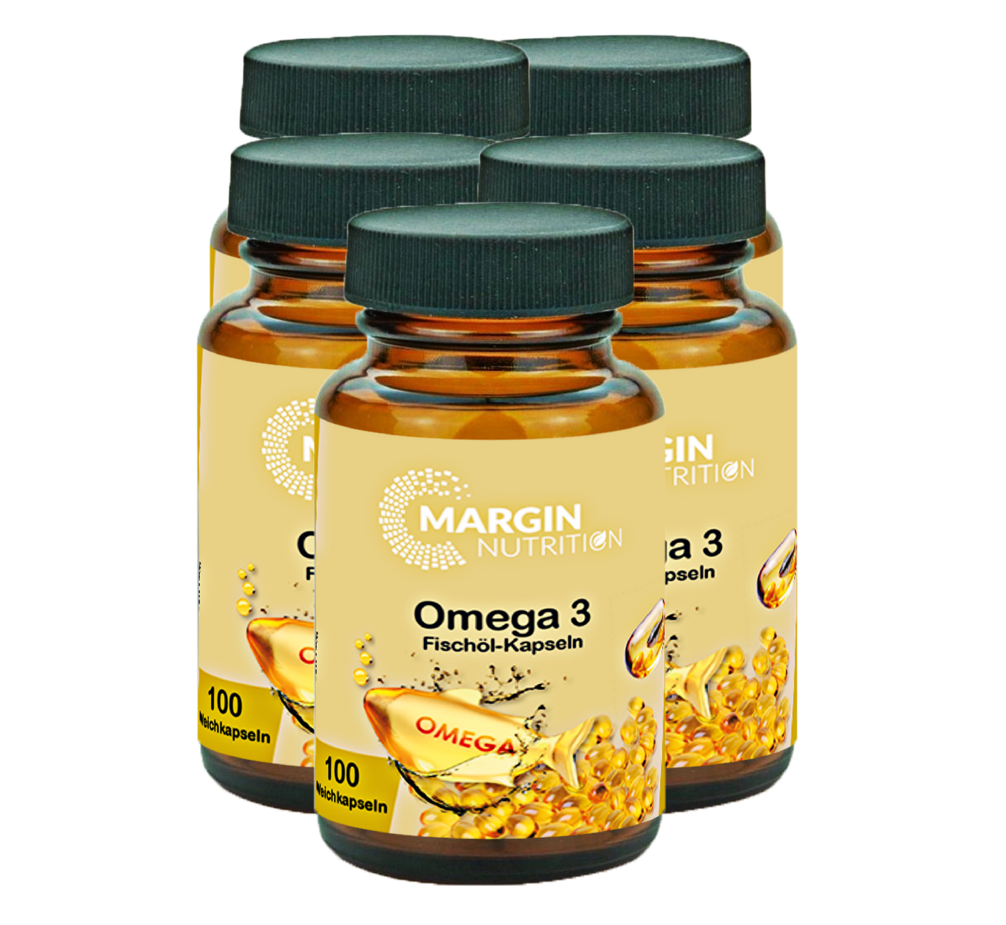 Omega-3 Fischöl – 1080 mg EPA und 720 mg DHA pro Tagesdosis | 60, 100, 3×100, 5x100 Weichkapseln