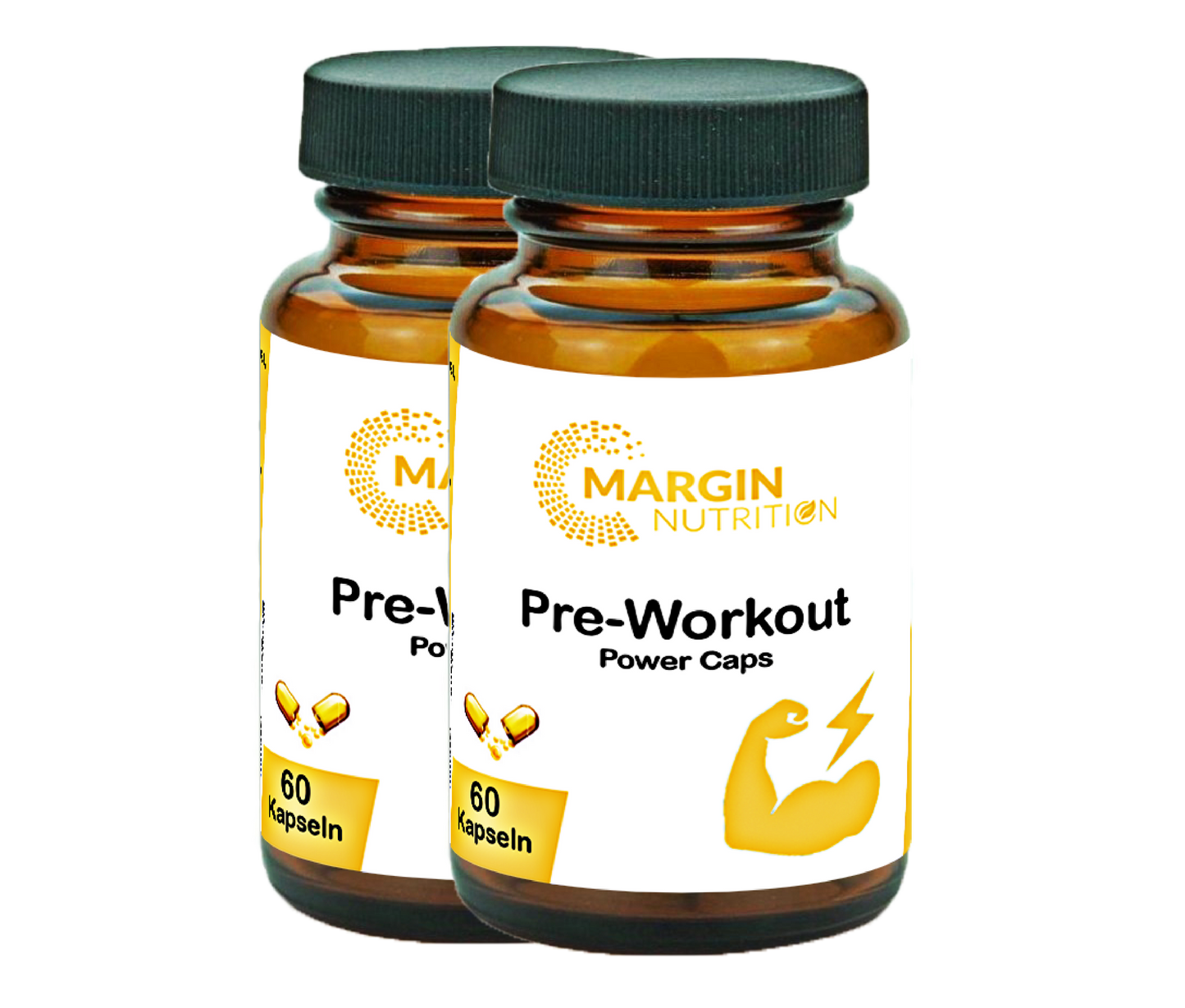 Pre-Workout Power-Caps / Mit Koffein, Vitamin B3 (Niacin), Vitamin B12, Vitamin C und Coenzym Q10 (30, 60, 2x60, 3x60 Vegane Kapseln)