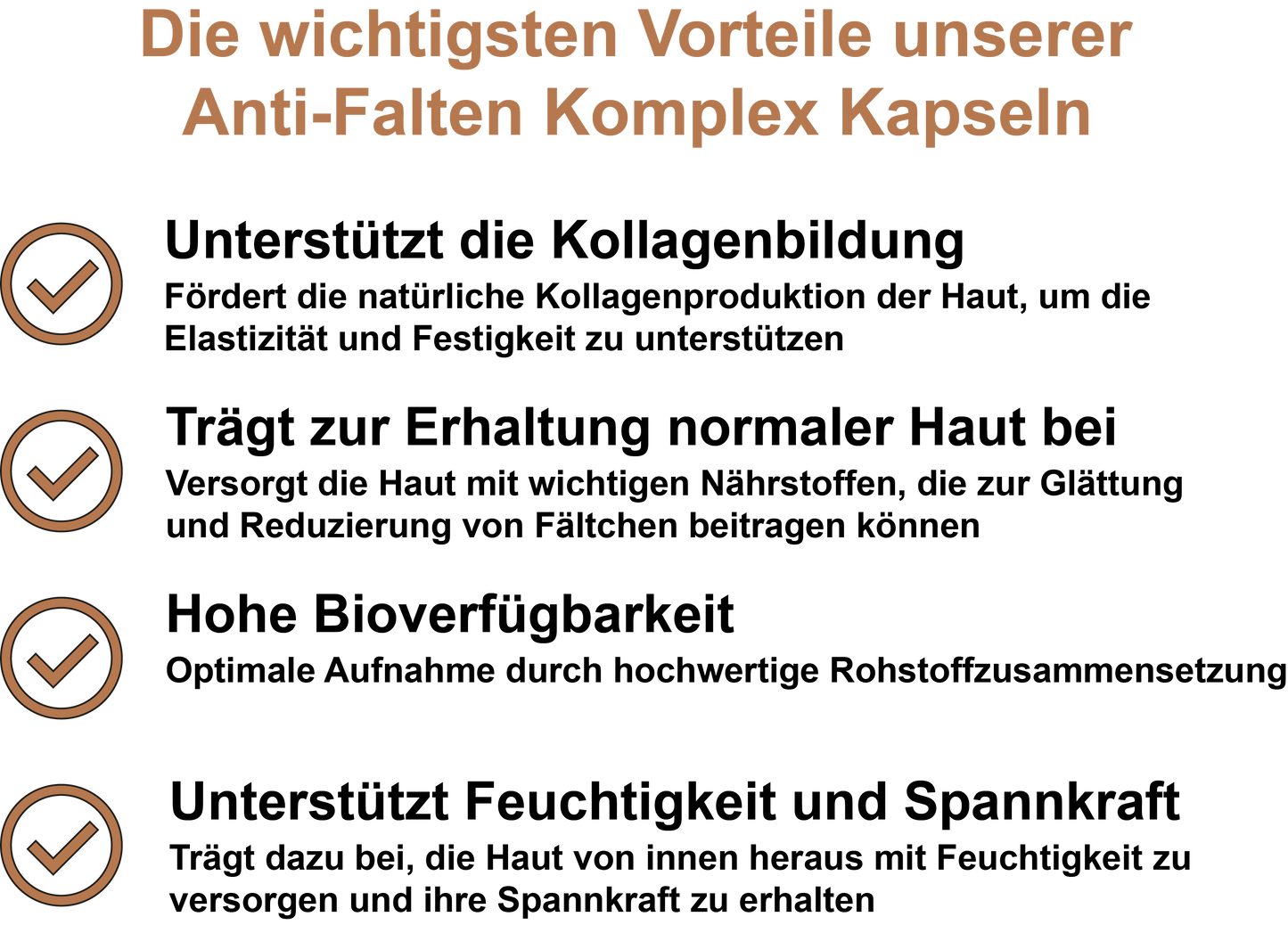 Anti-Falten Komplex / Mit Vitamin C, Vitamin E, Zink, Vitamin B7 (Biotin) und Oligomere Proanthocyanidine (OPC) (30, 60, 2x60, 3x60 Vegane Kapseln)