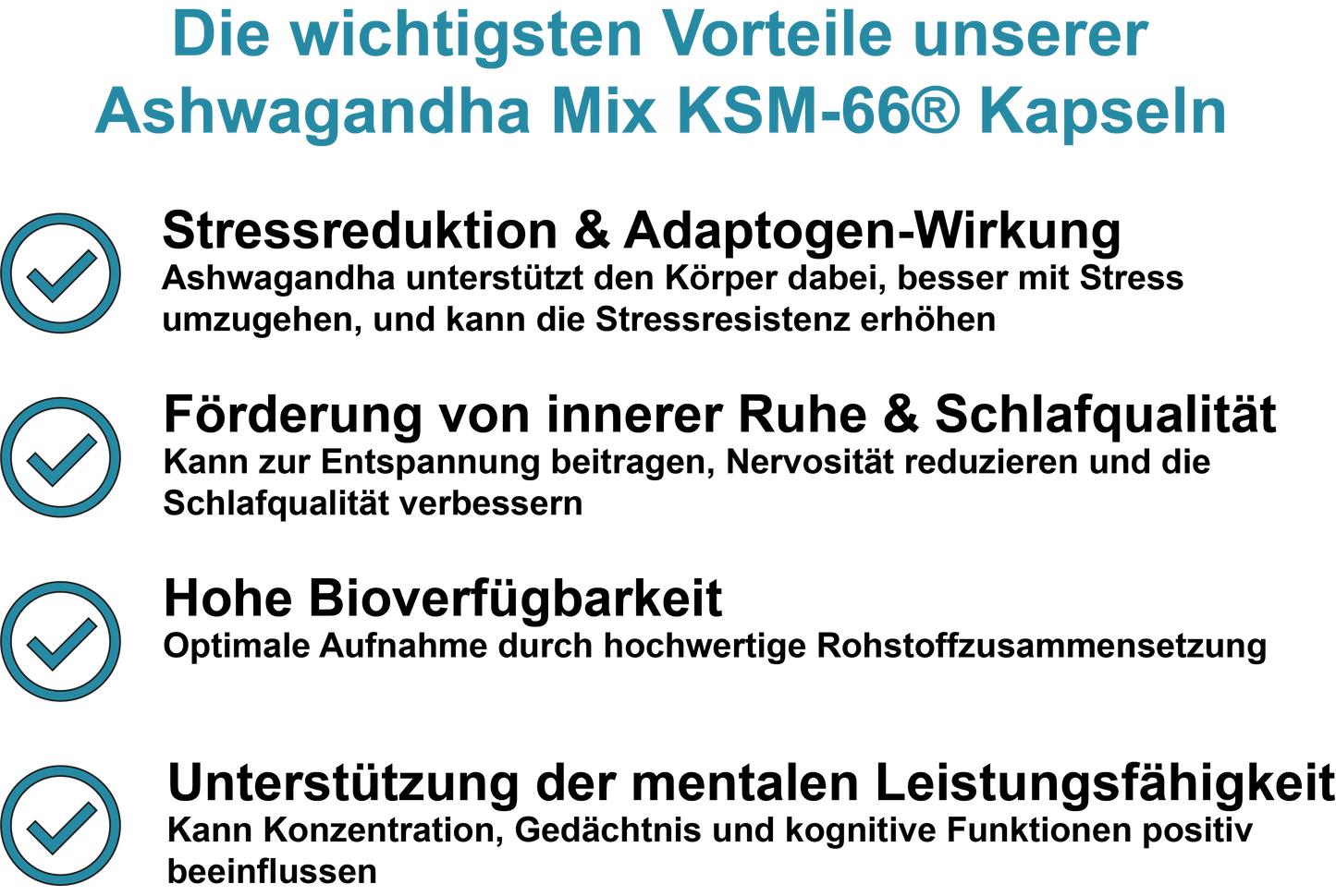Ashwagandha Mix KSM-66® / Mit Ashwagandha KSM-66®, Magnesium, Zink und Vitamin B6 (30, 60, 2x60, 3x60 Vegane Kapseln)