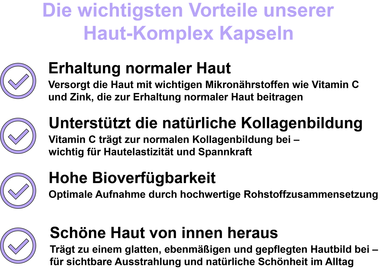 Haut-Komplex / Mit Vitamin A, Vitamin E, Vitamin C, Zink und Oligomere Proanthocyanidine (OPC) (30, 60, 2x60, 3x60 Vegane Kapseln)