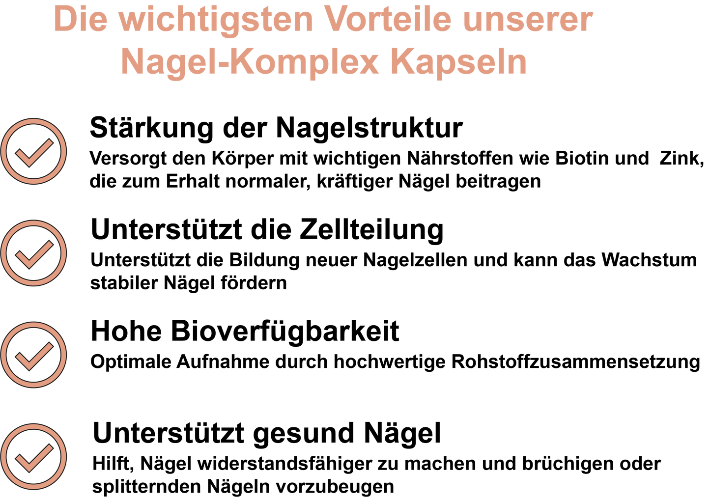 Nagel-Komplex / Mit Eisen, Zink, Vitamin B7 (Biotin) und Vitamin B9 (Folsäure) (30, 60, 2x60, 3x60 Vegane Kapseln)
