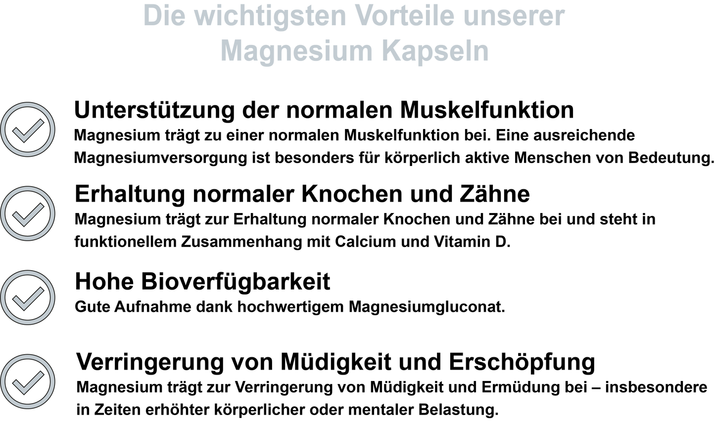 Magnesium / Hochdosiert 400 mg pro Tagesdosis (30, 60, 2x60, 3x60 Vegane Kapseln)