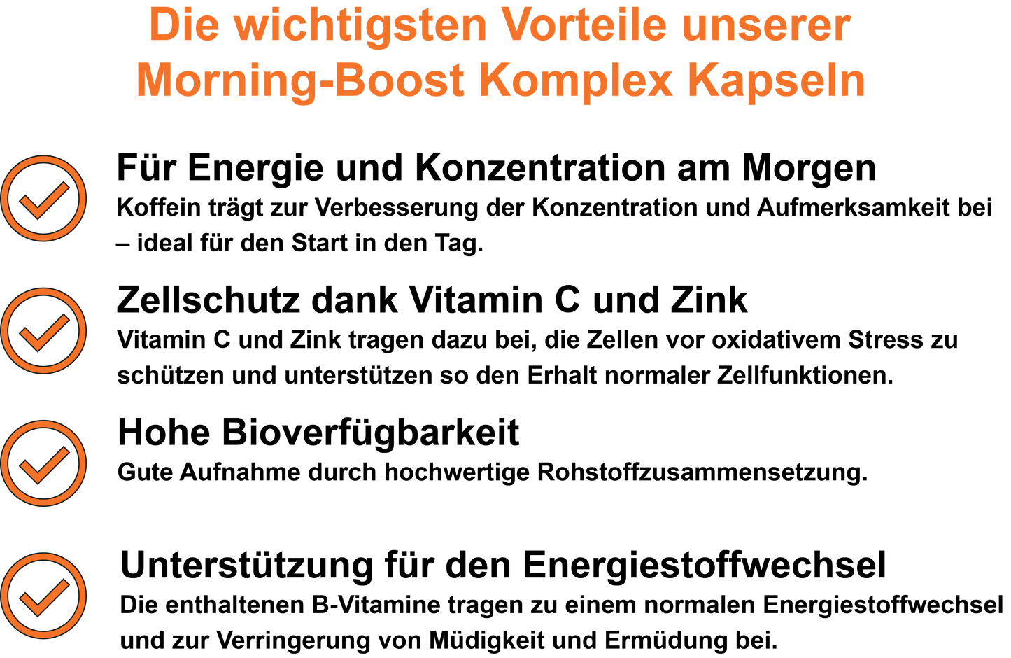 Morning-Boost Komplex / Mit Koffein, B-Vitaminen, Vitamin C und Zink (30, 60, 2x60, 3x60 Vegane Kapseln)