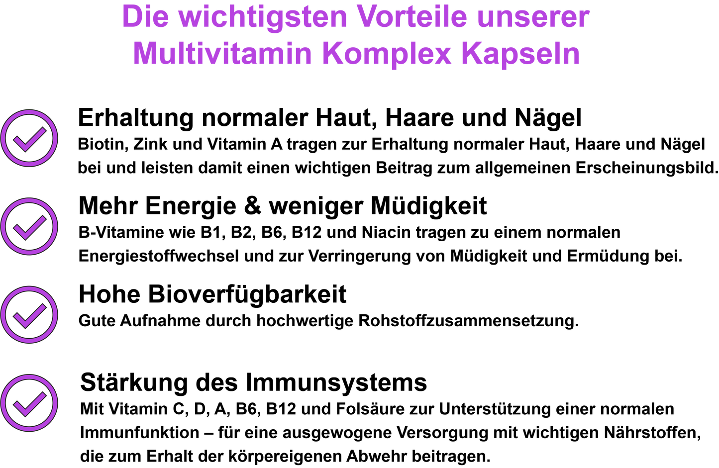 Multivitamin Komplex / Mit Vitaminen, Mineralstoffen und Pflanzenextrakten (30, 60, 2x60, 3x60 Vegane Kapseln)