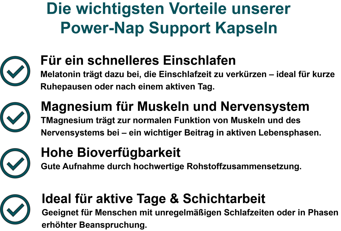 Power-Nap Support / Mit Melatonin und Magnesium (30, 60, 2x60, 3x60 Vegane Kapseln)