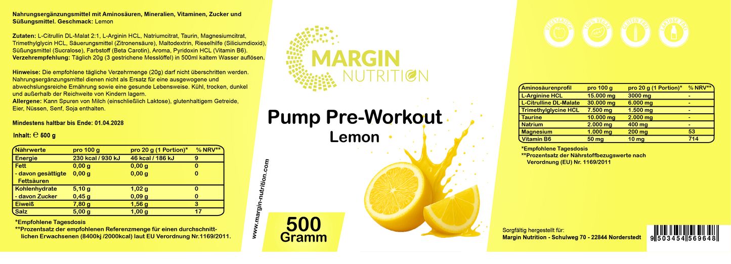 Pump Pre-Workout Lemon