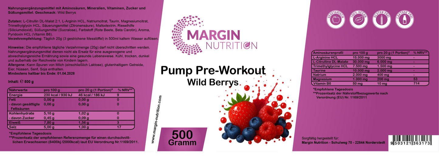 Pump Pre-Workout Wild Berrys