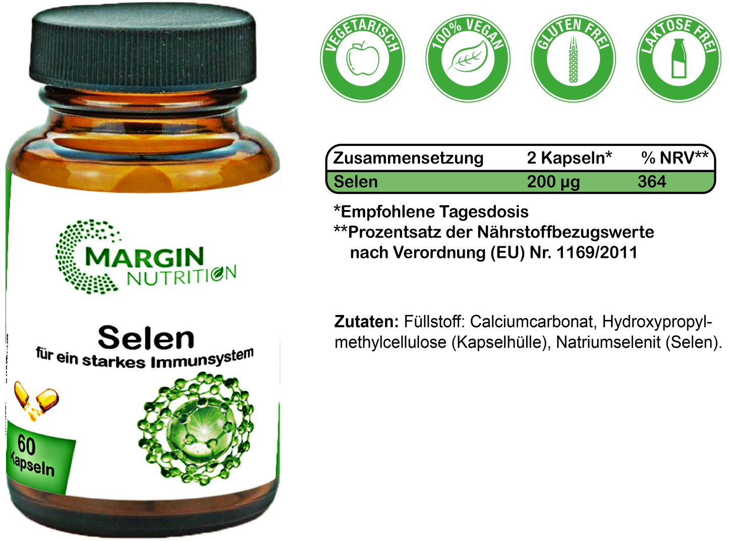 Selen / Hochdosiert 200 µg pro Tagesdosis (30, 60, 2x60, 3x60 Vegane Kapseln)