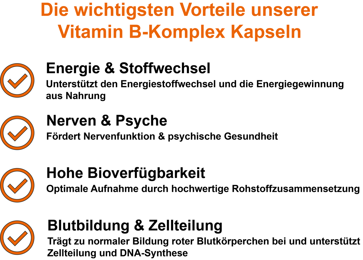 Vitamin B-Komplex / Mit allen 8 B-Vitaminen (30, 60, 2x60, 3x60 Vegane Kapseln)