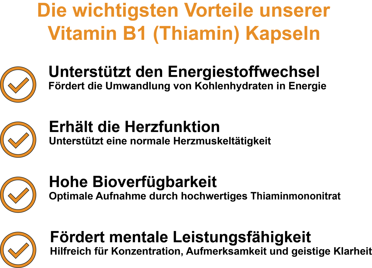 Vitamin B1 (Thiamin) / Hochdosiert 250 mg pro Tagesdosis (30, 60, 2x60, 3x60 Vegane Kapseln)