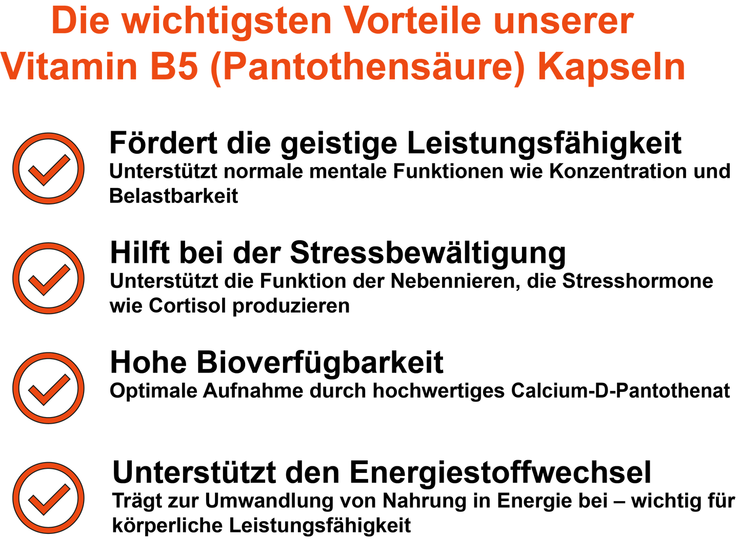 Vitamin B5 (Pantothensäure) / Hochdosiert 200 mg pro Tagesdosis (30, 60, 2x60, 3x60 Vegane Kapseln)