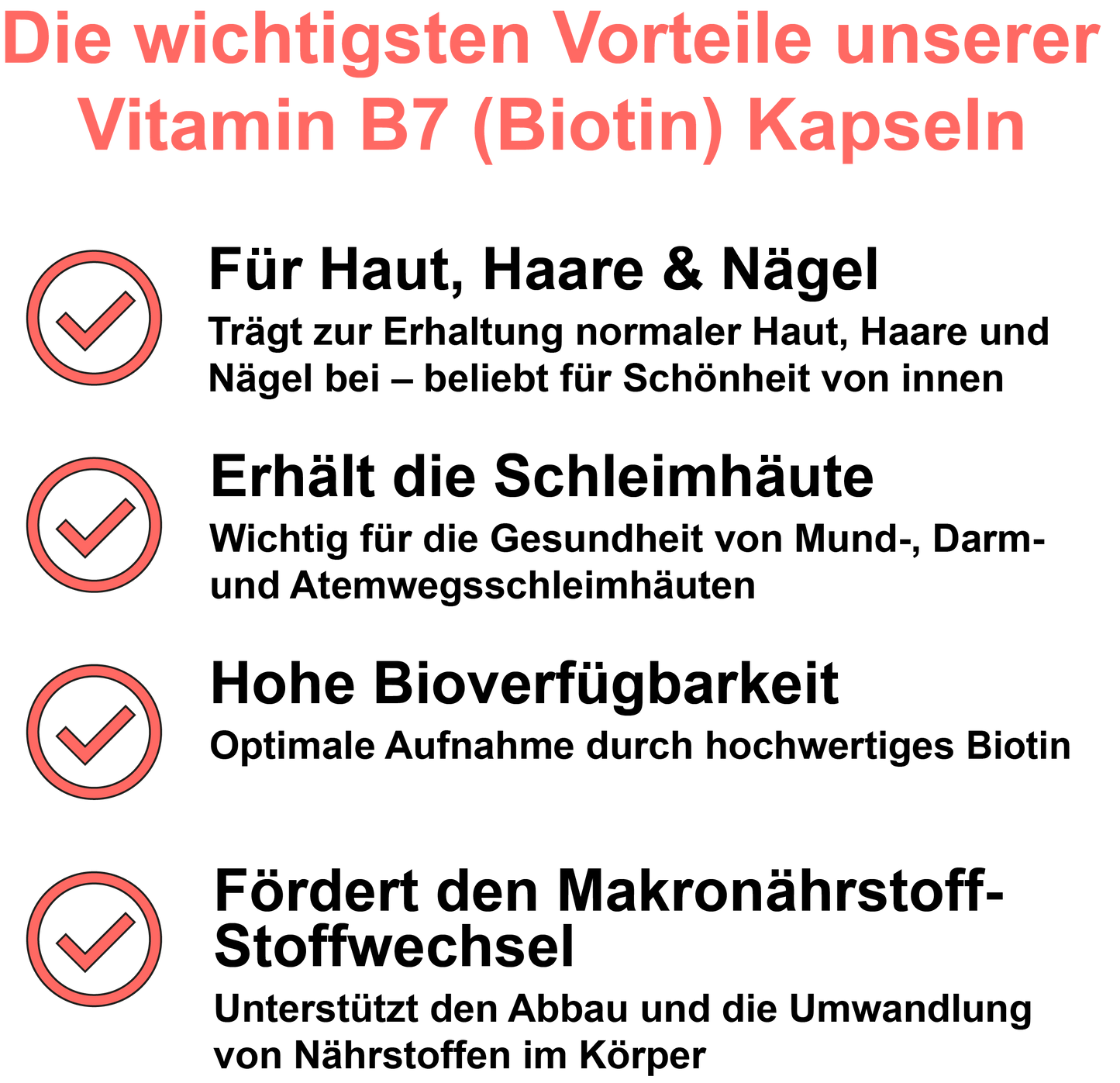 Vitamin B7 (Biotin) / Hochdosiert 1000 µg pro Tagesdosis (30, 60, 2x60, 3x60 Vegane Kapseln)