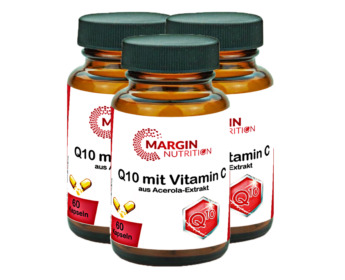 Coenzym Q10 mit Vitamin C aus Acerola-Extrakt / Hochdosiert 100 mg Coenzym Q10 und 115 mg Vitamin C pro Tagesdosis (30, 60, 2x60, 3x60 Vegane Kapseln)