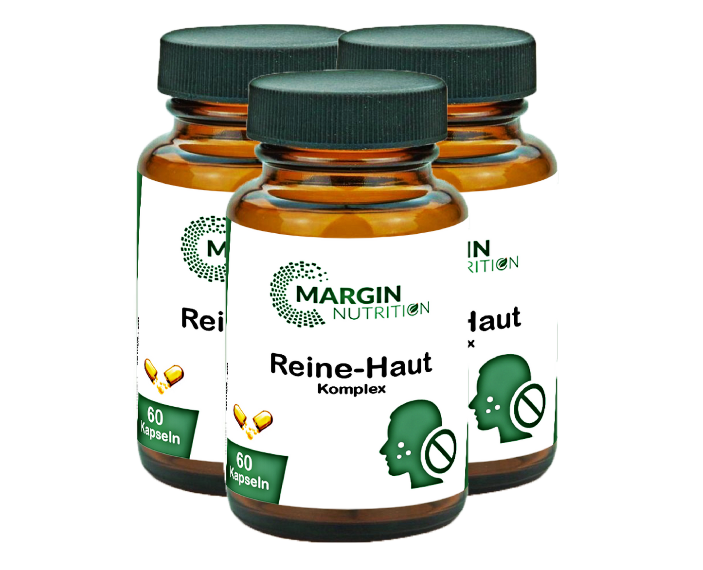 Reine-Haut Komplex / Mit Vitamin A, Vitamin B2 (Riboflavin), Vitamin B6, Zink und Selen (30, 60, 2x60, 3x60 Vegane Kapseln)