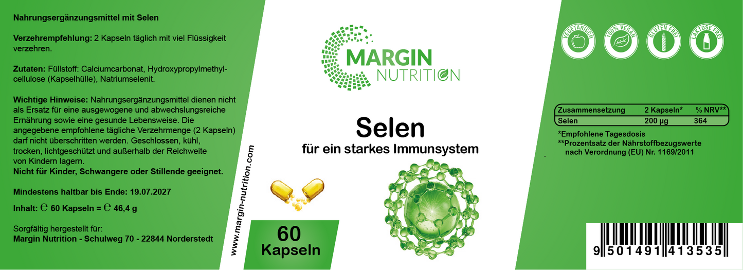 Selen / Hochdosiert 200 µg pro Tagesdosis (30, 60, 2x60, 3x60 Vegane Kapseln)