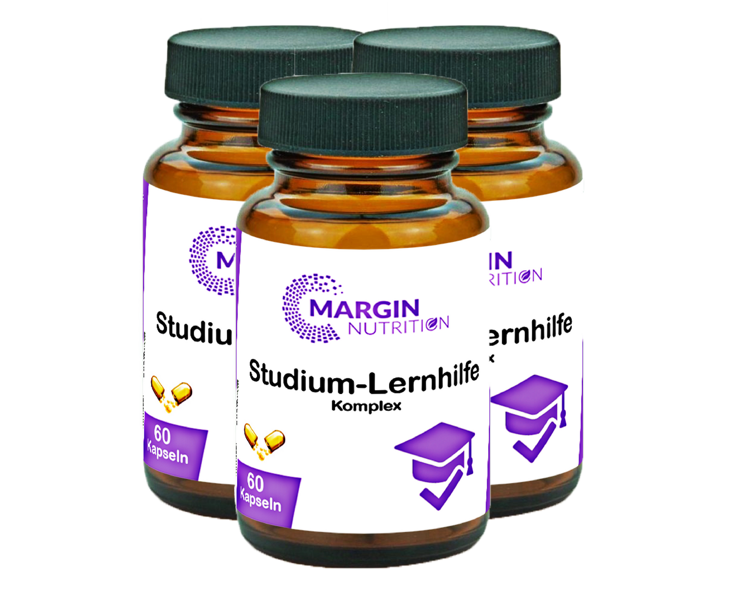 Studium-Lernhilfe Komplex / Mit allen 8 B-Vitaminen, Vitamin C, Jod und Coenzym Q10 (30, 60, 2x60, 3x60 Vegane Kapseln)