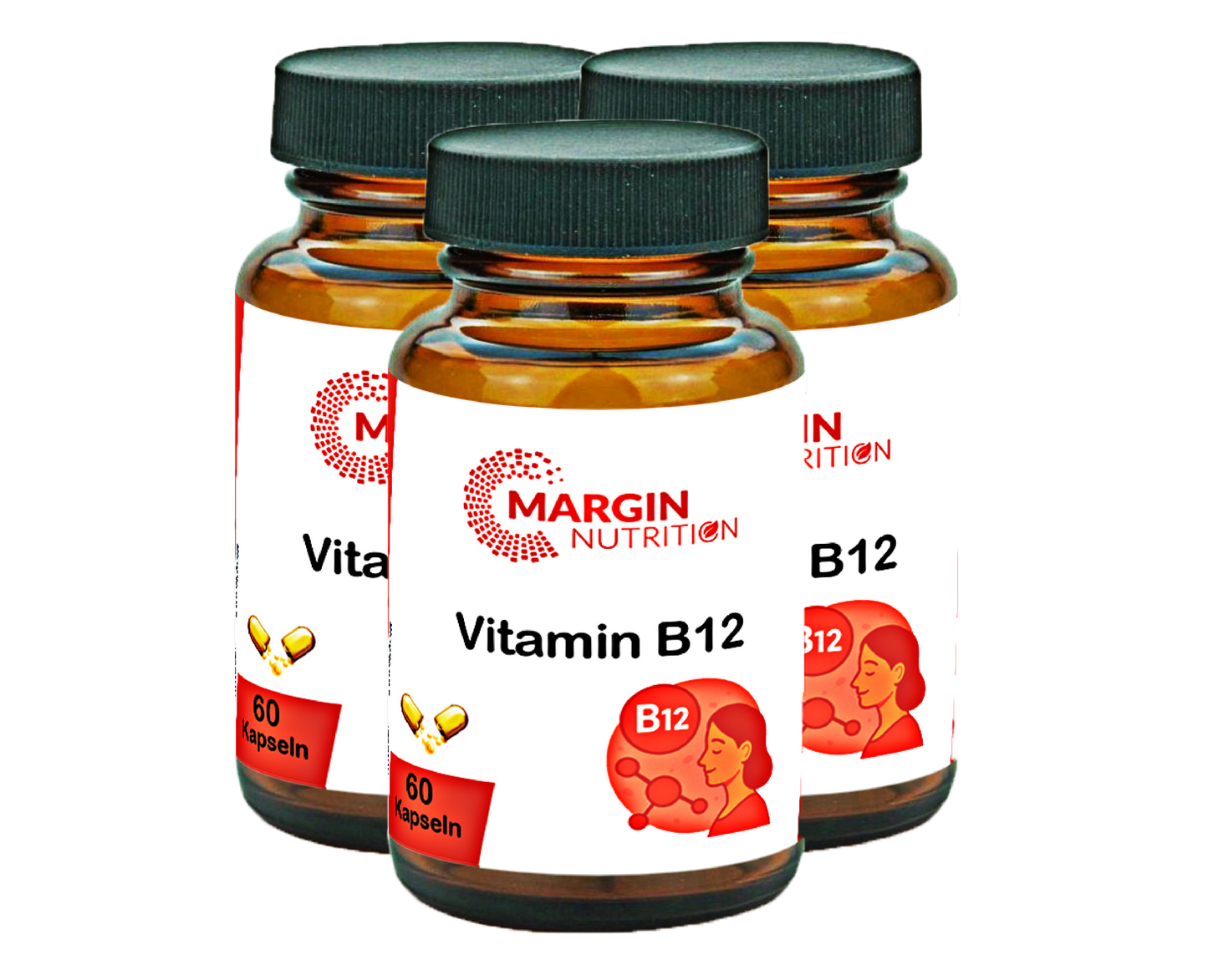 Vitamin B12 – Hochdosiert 500 µg pro Tagesdosis | 30, 60, 2×60, 3×60 vegane Kapseln