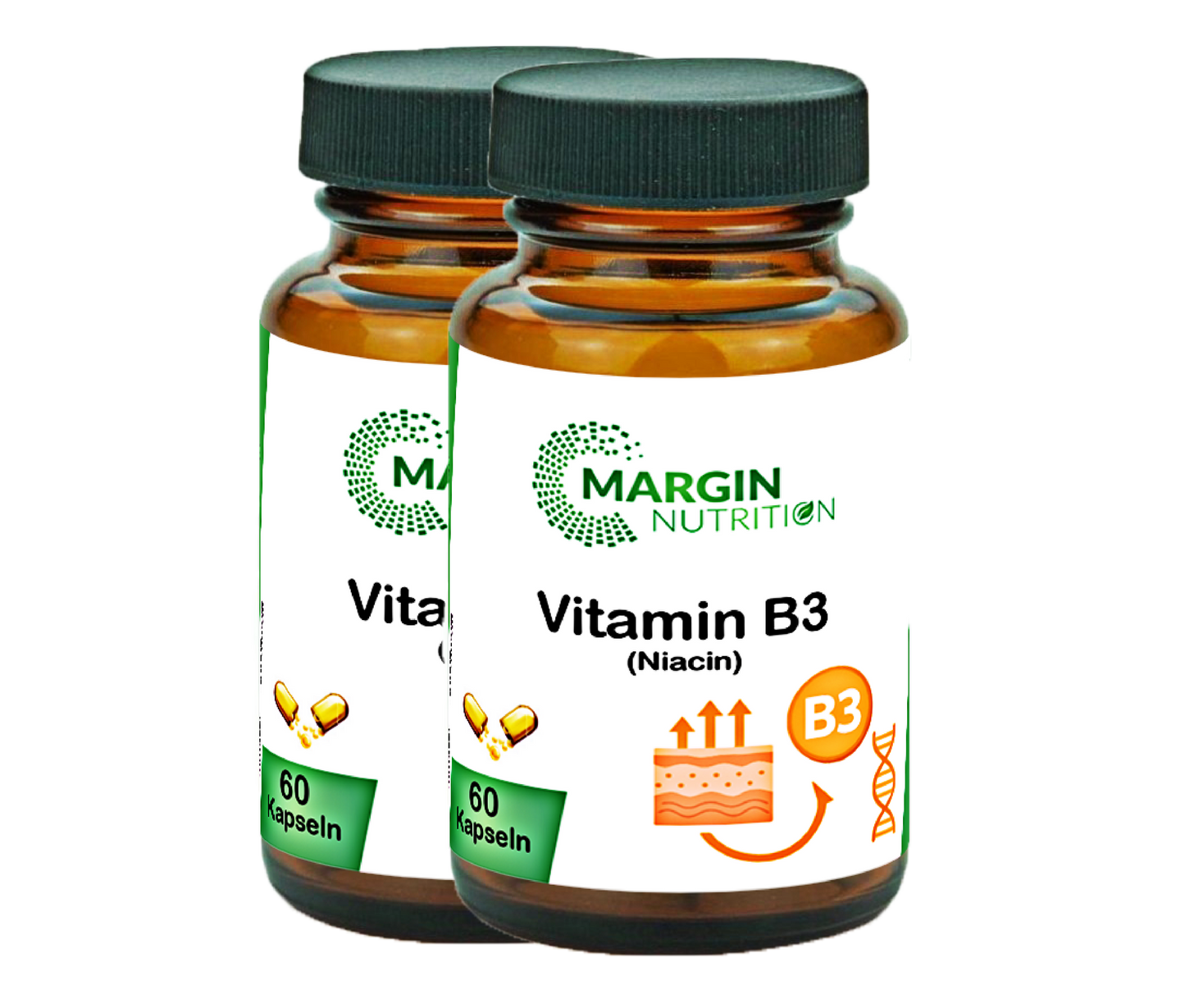 Vitamin B3 (Niacin) / Hochdosiert 500 mg NE pro Tagesdosis (30, 60, 2x60, 3x60 Vegane Kapseln)