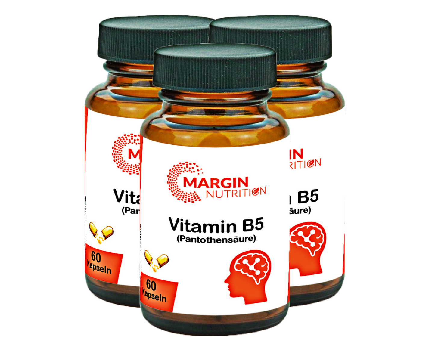 Vitamin B5 (Pantothensäure) – Hochdosiert 200 mg pro Tagesdosis | 30, 60, 2×60, 3×60 vegane Kapseln