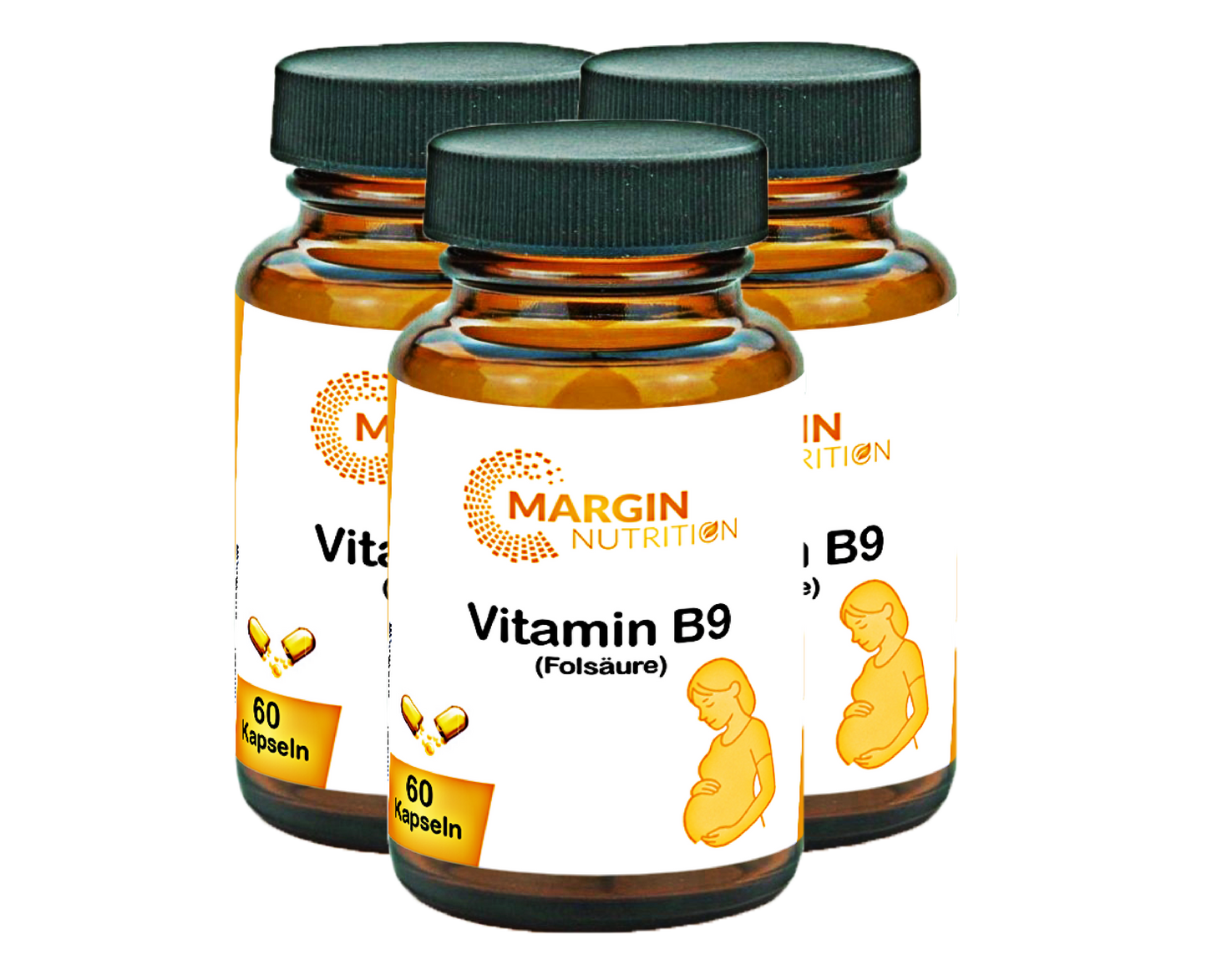 Vitamin B9 (Folsäure) – Hochdosiert 600 µg pro Tagesdosis | 30, 60, 2×60, 3×60 vegane Kapseln