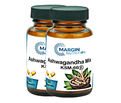 Ashwagandha Mix KSM-66® / Mit Ashwagandha KSM-66®, Magnesium, Zink und Vitamin B6 (30, 60, 2x60, 3x60 Vegane Kapseln)