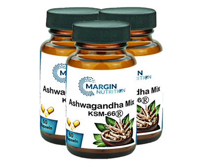 Ashwagandha Mix KSM-66® / Mit Ashwagandha KSM-66®, Magnesium, Zink und Vitamin B6 (30, 60, 2x60, 3x60 Vegane Kapseln)