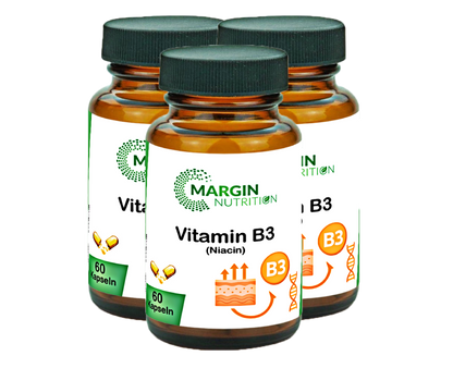 Vitamin B3 (Niacin) / Hochdosiert 500 mg NE pro Tagesdosis (30, 60, 2x60, 3x60 Vegane Kapseln)