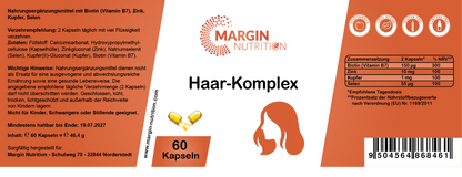 Haar-Komplex / Mit Kupfer, Zink, Selen und Biotin (Vitamin B7) (30, 60, 2x60, 3x60 Vegane Kapseln)