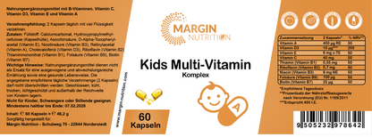 Kids Multivitamin Komplex / Mit Vitamin A, Vitamin D3, Vitamin E, Vitamin C und B-Vitaminen (30, 60, 2x60, 3x60 Vegane Kapseln)