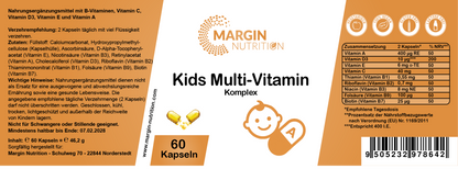 Kids Multivitamin Komplex – Mit Vitamin A, Vitamin D3, Vitamin E, Vitamin C und B-Vitaminen | 30, 60, 2×60, 3×60 vegane Kapseln