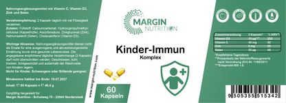 Kinder-Immun Komplex / Mit Vitamin C, Vitamin D3, Zink und Selen (30, 60, 2x60, 3x60 Vegane Kapseln)