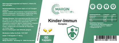 Kinder-Immun Komplex – Mit Vitamin C, Vitamin D3, Zink und Selen | 30, 60, 2×60, 3×60 vegane Kapseln