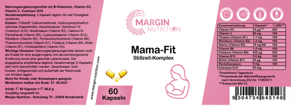 Mama-Fit Stillzeit-Komplex – Mit allen 8 B-Vitaminen, Vitamin C, Vitamin D3 und Coenzym Q10 | 30, 60, 2×60, 3×60 vegane Kapseln