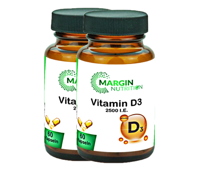 Vitamin D3 / 2.500 I.E. pro Tagesdosis (30, 60, 2x60, 3x60 Vegane Kapseln)