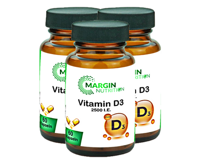 Vitamin D3 / 2.500 I.E. pro Tagesdosis (30, 60, 2x60, 3x60 Vegane Kapseln)