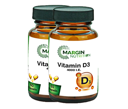 Vitamin D3 / Hochdosiert 4.000 I.E. pro Tagesdosis (30, 60, 2x60, 3x60 Vegane Kapseln)