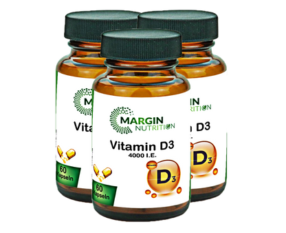 Vitamin D3 / Hochdosiert 4.000 I.E. pro Tagesdosis (30, 60, 2x60, 3x60 Vegane Kapseln)